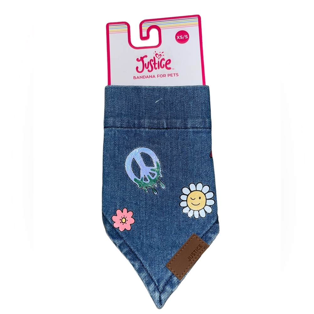 Justice Pet Retro Denim Bandana size xsmall/small